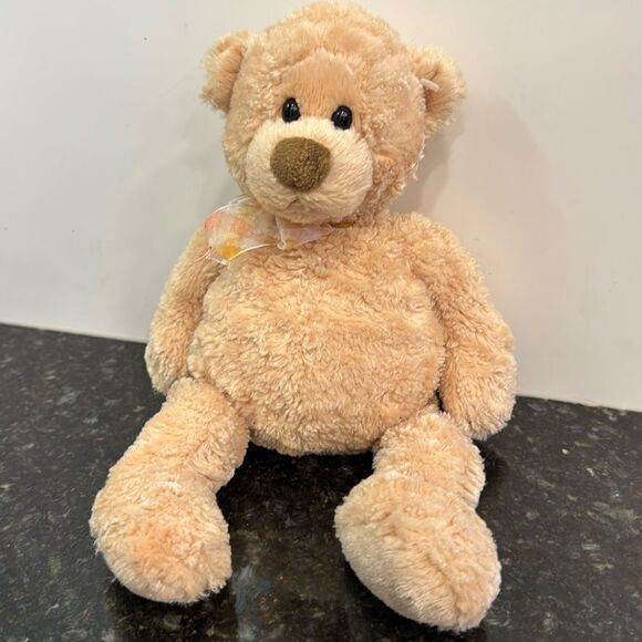 Gund Milo Teddy Bear Plush 13" Tan Stuffed Animal Bow 15015 Floppy Toy Soft Tag - Picture 1 of 9